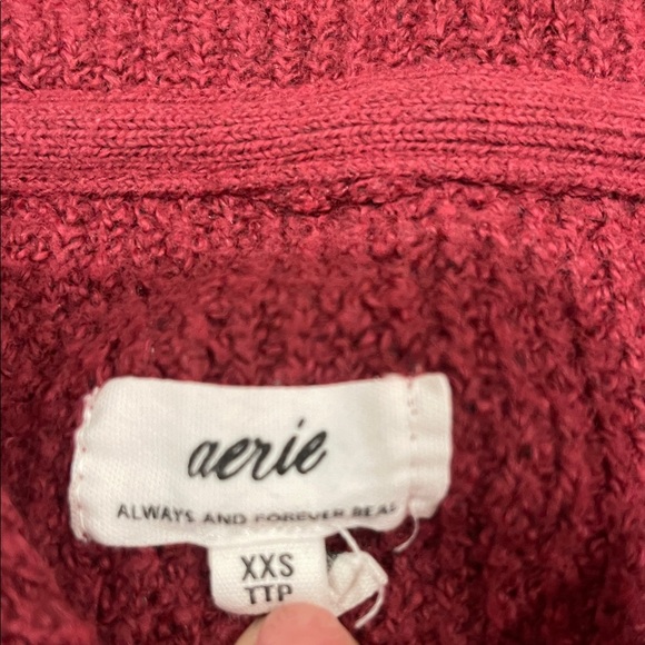Aerie Maroon Red Funnel Neck Sweater with Button up - Picture 3 of 7